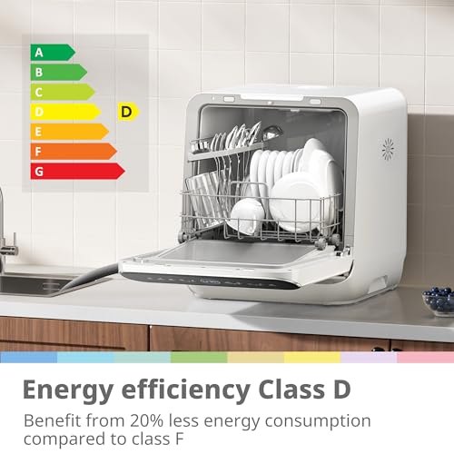 COMFEE' Table Top Dishwasher 7+3 Programs Mini Tabletop Dishwasher No Plumbing, 6L Built-in Water Tank