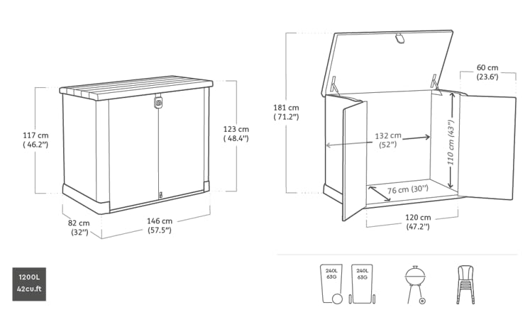 Keter Store It Out Pro Outdoor Garden Furniture Storage Shed Grey Fade Free All Weather Resistant