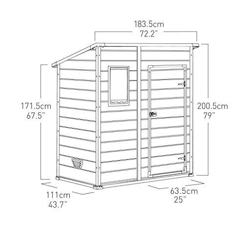 Keter Manor Outdoor Pent Single Door Garden Storage Shed 6 x 4ft Beige Brown Wood Effect