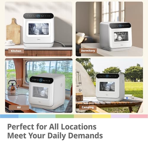 COMFEE' Table Top Dishwasher 7+3 Programs Mini Tabletop Dishwasher No Plumbing, 6L Built-in Water Tank