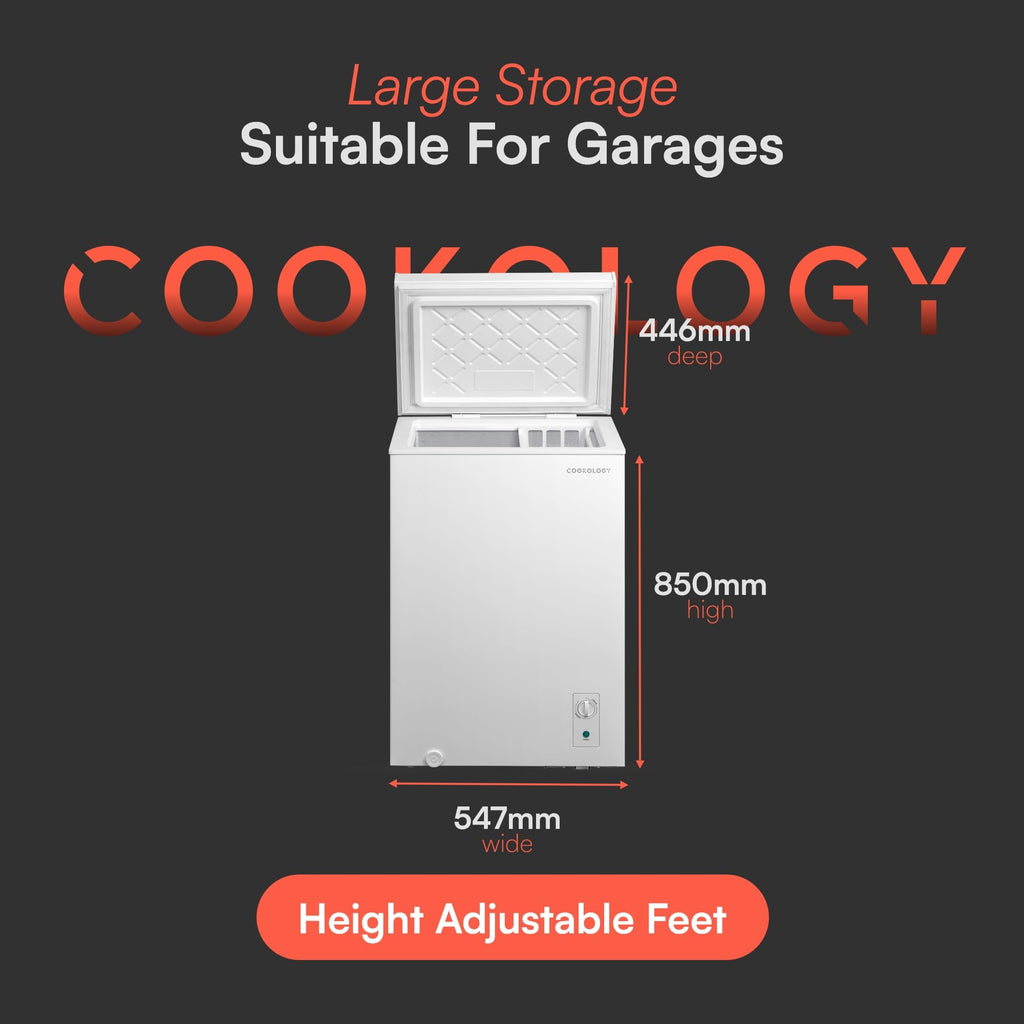 Cookology CCFZ99WH Freestanding Chest Freezer in White - 99 Litre Capacity - Suitable for Outbuildings