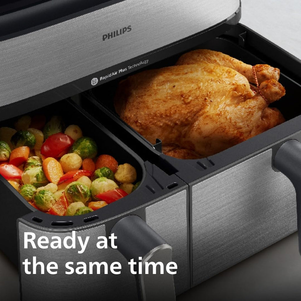 Philips Air Fryer 5000 Series Dual Basket with Steam – 9L Capacity, RapidAir Plus Technology