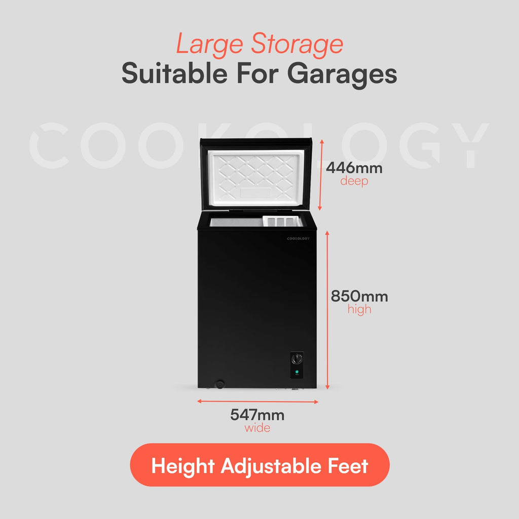 Cookology CCFZ99BK Freestanding Chest Freezer in Black - 99 Litre Capacity - For Kitchens