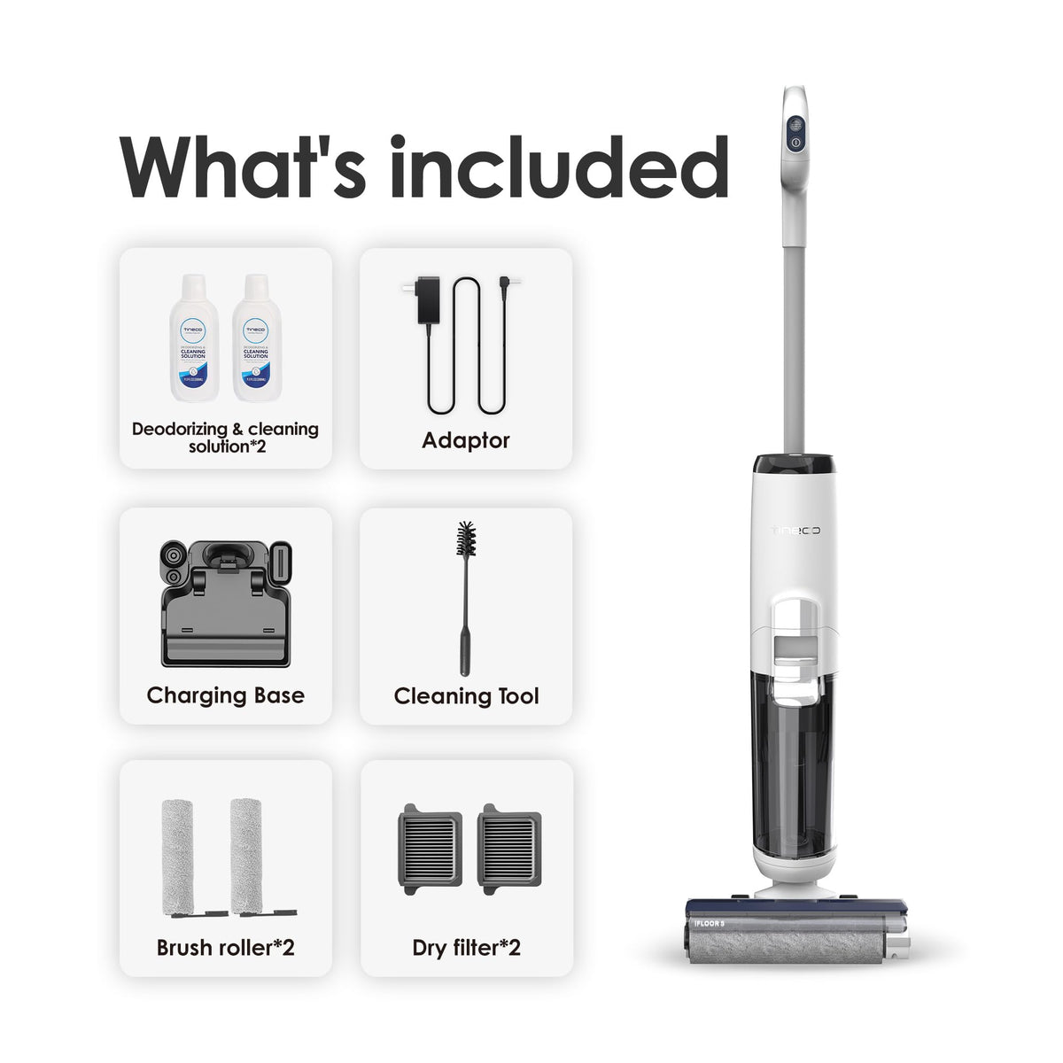 Tineco iFLOOR 5 Breeze Complete Wet Dry Vacuum Cordless Floor Washer, One-Step Cleaning for Hard Floors
