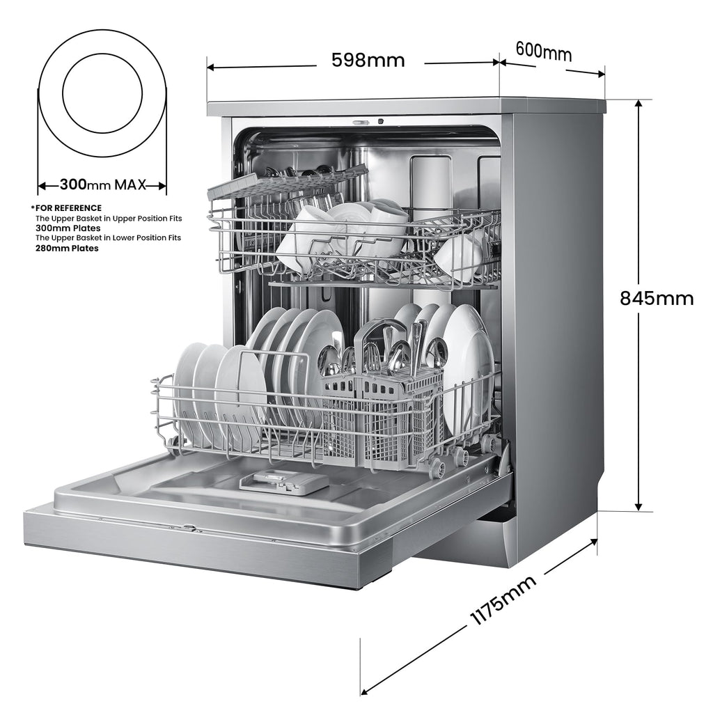 COMFEE' Freestanding Dishwasher FD1435E-X with 14 place settings, Full Size, Whisper Quiet 44dB