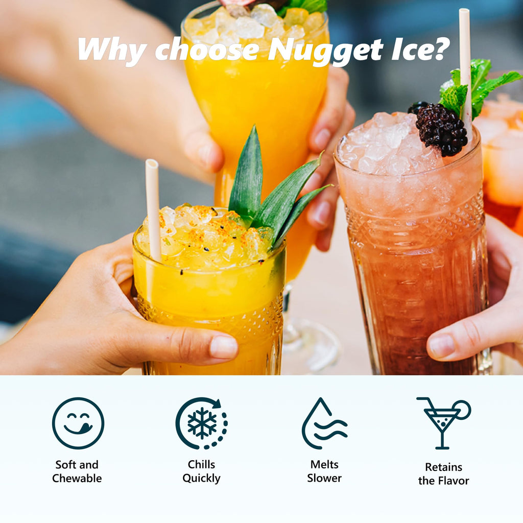 EUHOMY Nugget Ice Maker, Chewable Pellet Ice Machine with Handle, Ready in 6 Mins, 15.5kg/24H