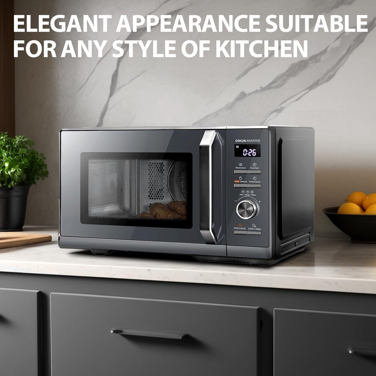 TOSHIBA 26L Air Fry Auto Menu Combo 6-in-1 900W Microwave Oven With Steamer in Morandi Grey
