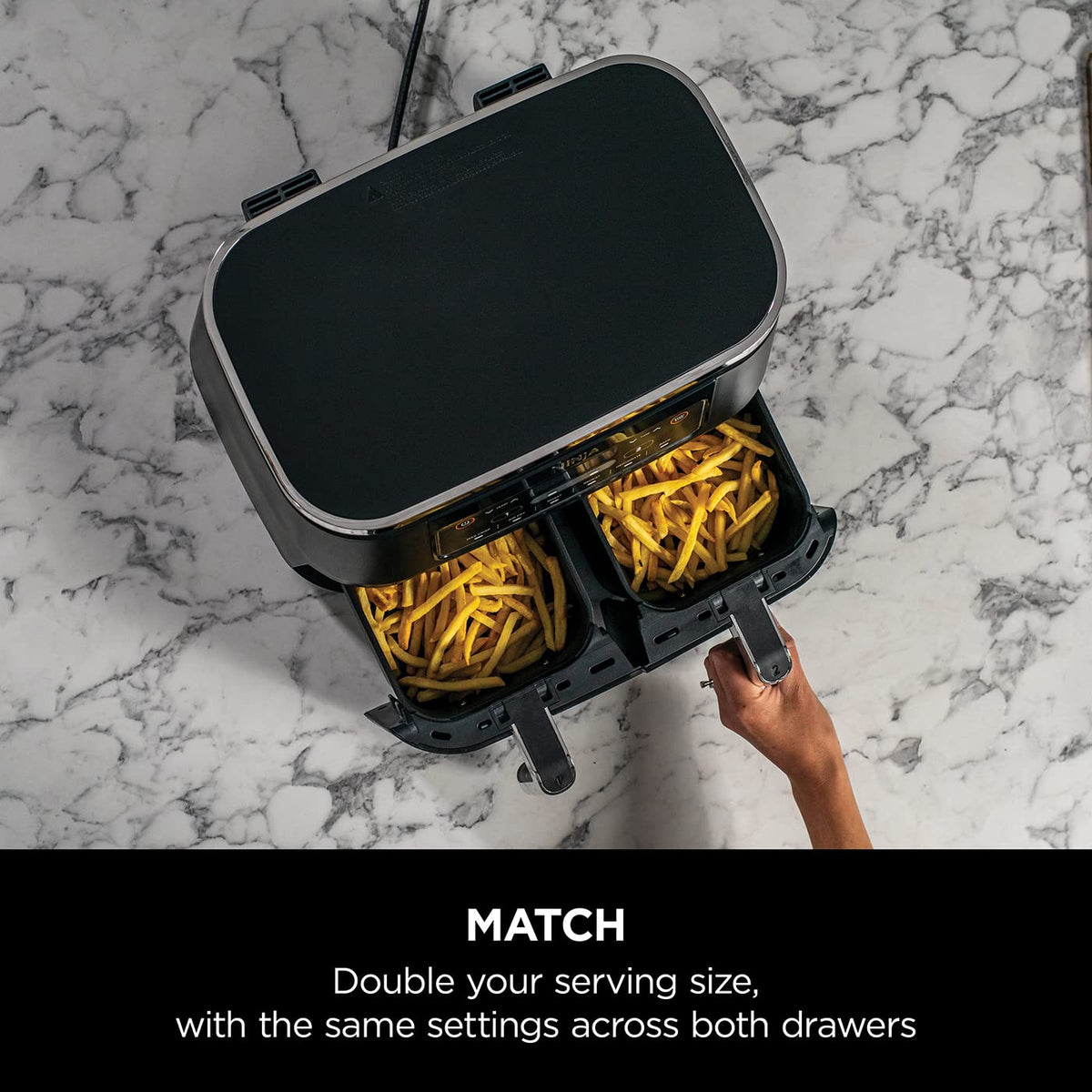 Ninja Foodi Dual Zone Digital Air Fryer, 2 Drawers, 7.6L, 6-in-1, Uses No Oil, Air Fry, Max Crisp, Roast