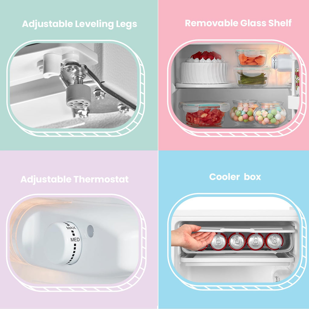COMFEE' RCD93WH2(E) Under Counter Fridge, 93L Small Fridge with Cooler Box, Interior Light