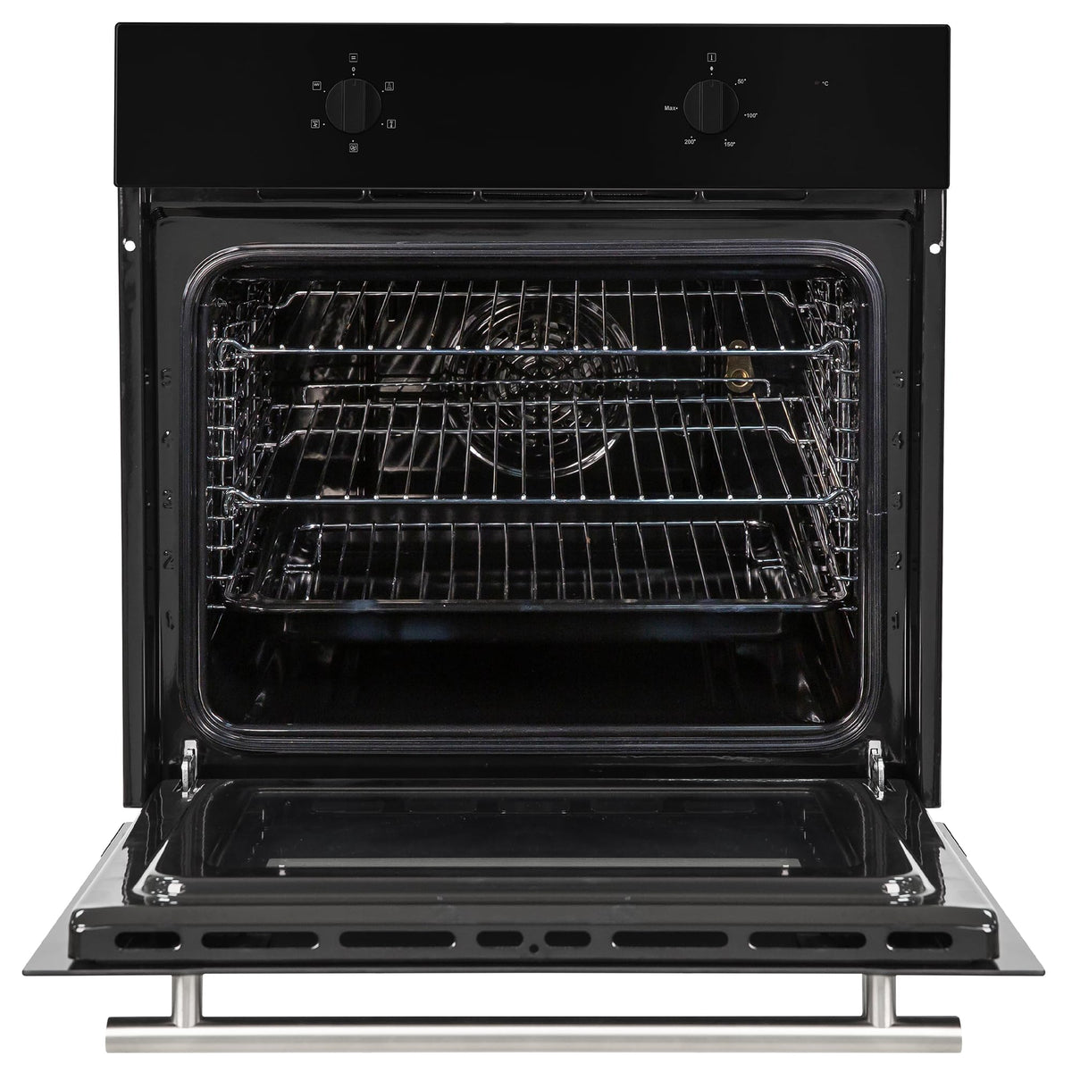 Russell Hobbs 70L, 60cm Wide, Single Electric Built-in Fan Oven and Grill in Black, 5 Oven Functions