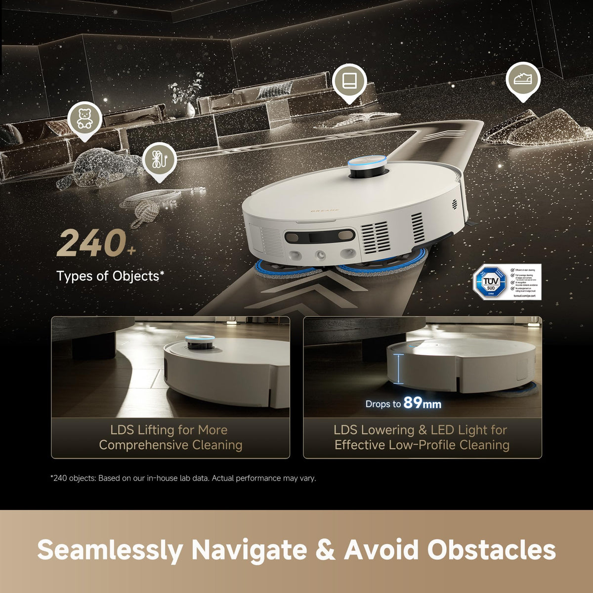 Robot Vacuum and Mop with Multi-Mop System, Up to 30,000Pa Suction, Obstacle Avoidance, Auto Empty & Mop Washing