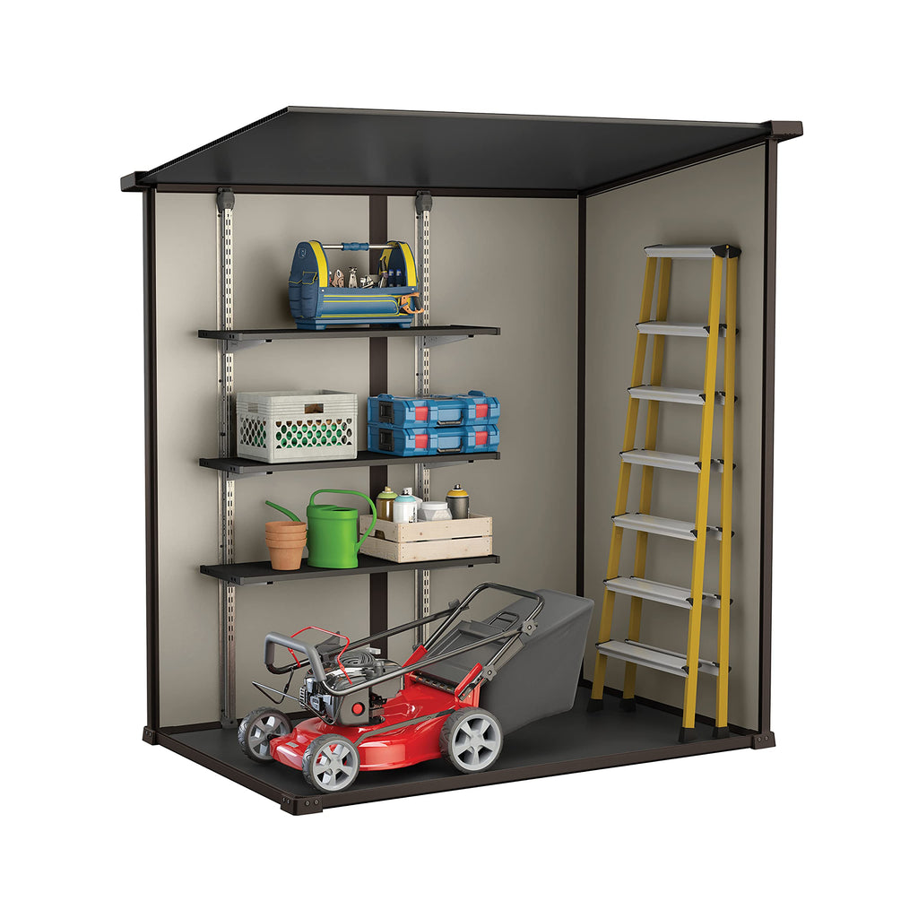Keter Manor Outdoor Pent Single Door Garden Storage Shed 6 x 4ft Beige Brown Wood Effect